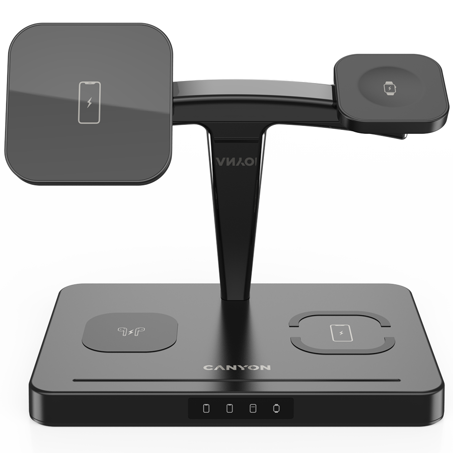 CANYON WS-404 4in1 Wireless charger, with input 12V3A DC Eu adapter , Output 15W/10W/7.5W/5W, 161*105*138mm, 0.510Kg crna-1