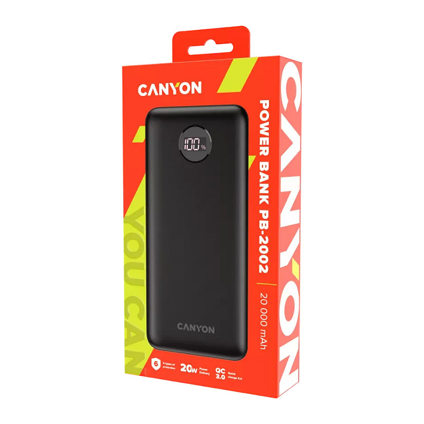Power bank CANYON PB-2002 (kapacitet 20000mAh, ulaz Type-C, izlaz Type-C/USBA1/USBA2, crna boja)-7