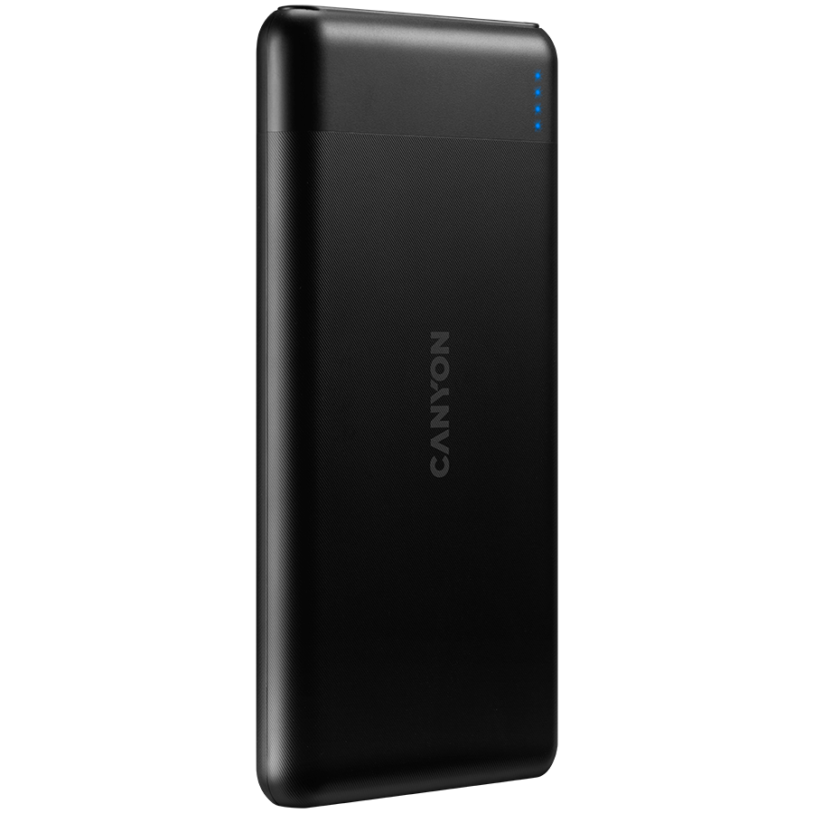 CANYON PB-107 Power bank 10000mAh Li-poly battery, Input Micro/PD 18W(Max), Output PD/QC3.0 18W(Max), quick charging cable 0.3m, 144*68*16mm, 0.25kg crna-1