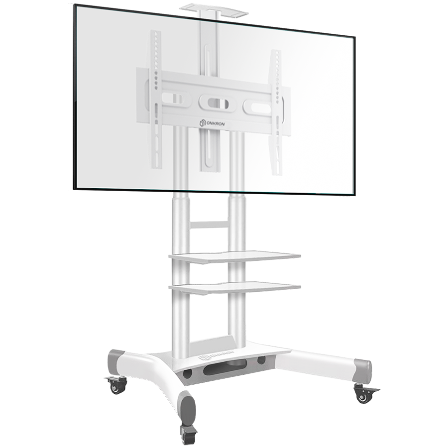 ONKRON Mobile TV Stand for 40-70” TVs with Wheels Shelves Height Adjustable Rolling TV Cart bijela-0