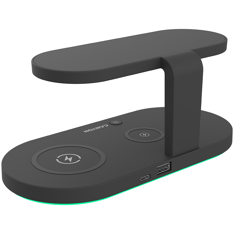CANYON WS-501 5in1 Wireless charger, with UV sterilizer, with touch button for Running water light, Input QC36W or PD30W, Output 15W/10W/7.5W/5W, USB-A 10W(max), Type c to USB-A cable length 1.2m, 188-2