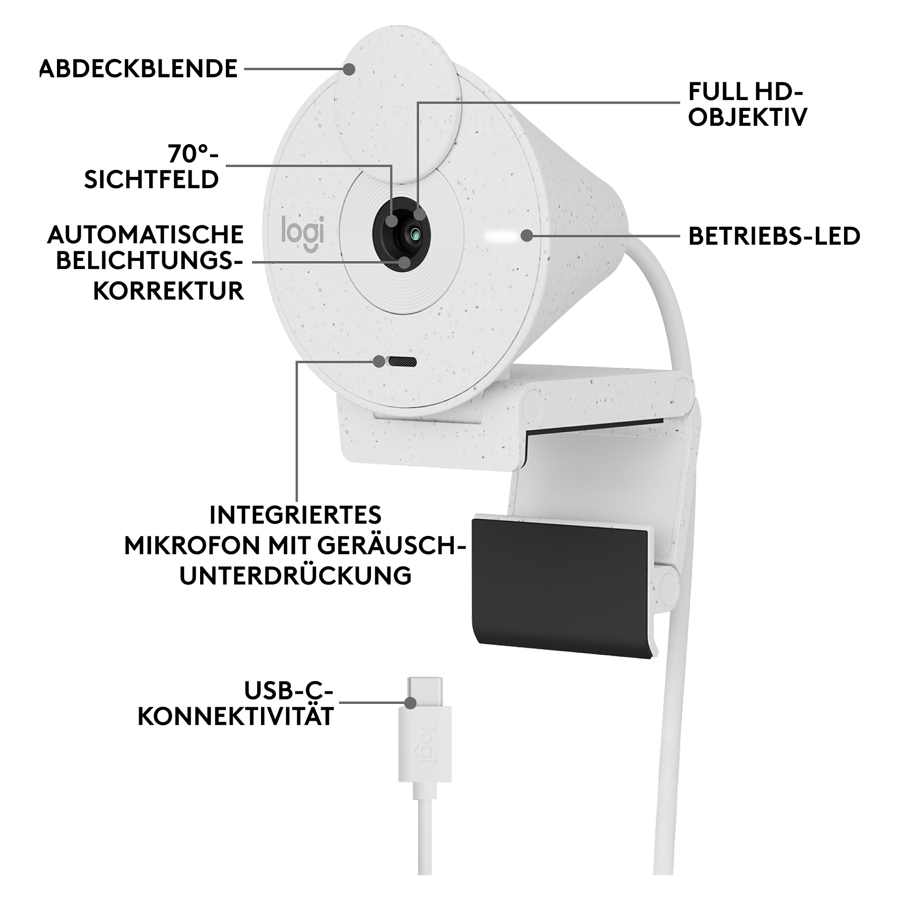 LOGITECH Brio 300 Full HD webcam - OFF-WHITE - USB-8