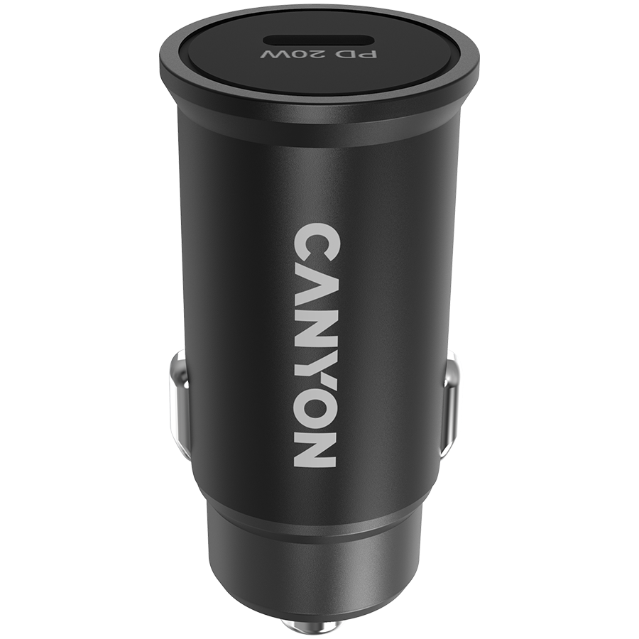Canyon C-20, PD 20W Pocket size car charger, input: DC12V-24V, output: PD20W, support iPhone12 PD fast charging, Compliant with CE RoHs , Size: 50.6*23.4*23.4, 18g crna-0
