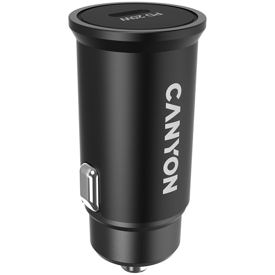 Canyon C-20, PD 20W Pocket size car charger, input: DC12V-24V, output: PD20W, support iPhone12 PD fast charging, Compliant with CE RoHs , Size: 50.6*23.4*23.4, 18g crna-1