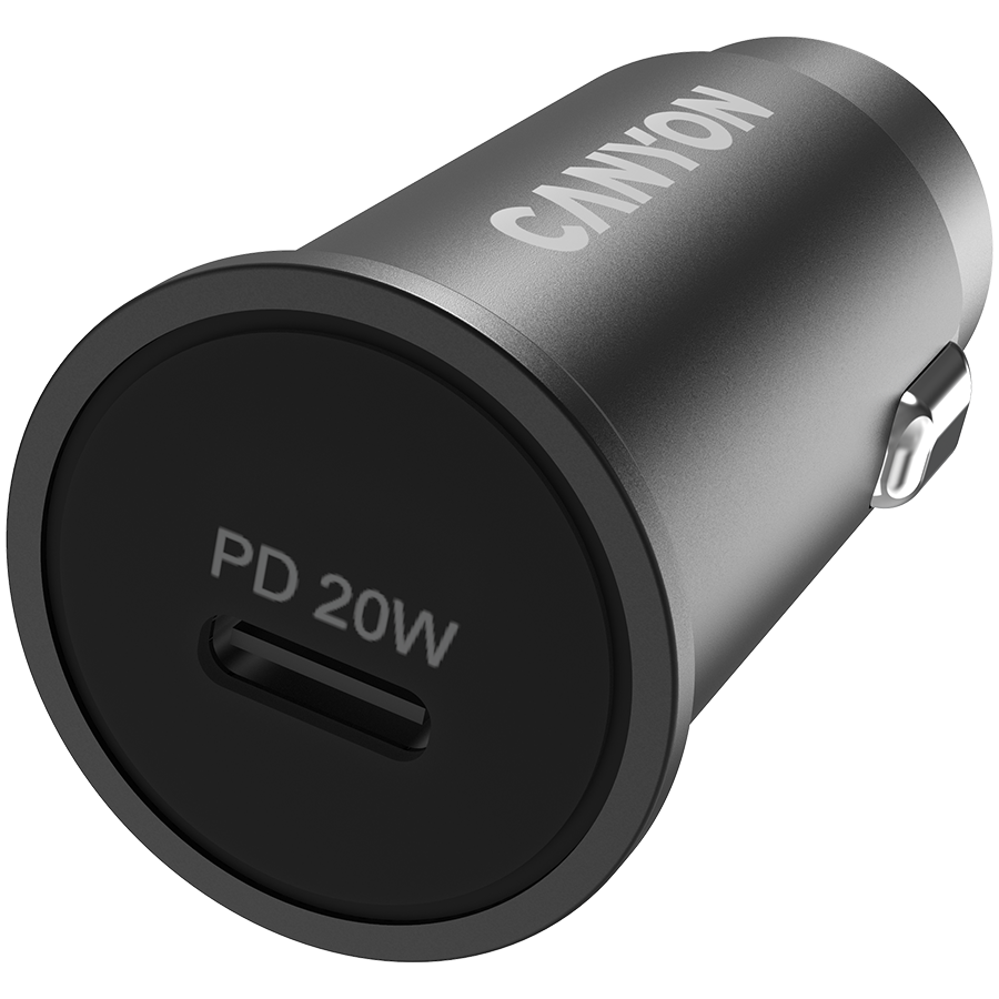 Canyon C-20, PD 20W Pocket size car charger, input: DC12V-24V, output: PD20W, support iPhone12 PD fast charging, Compliant with CE RoHs , Size: 50.6*23.4*23.4, 18g crna-3