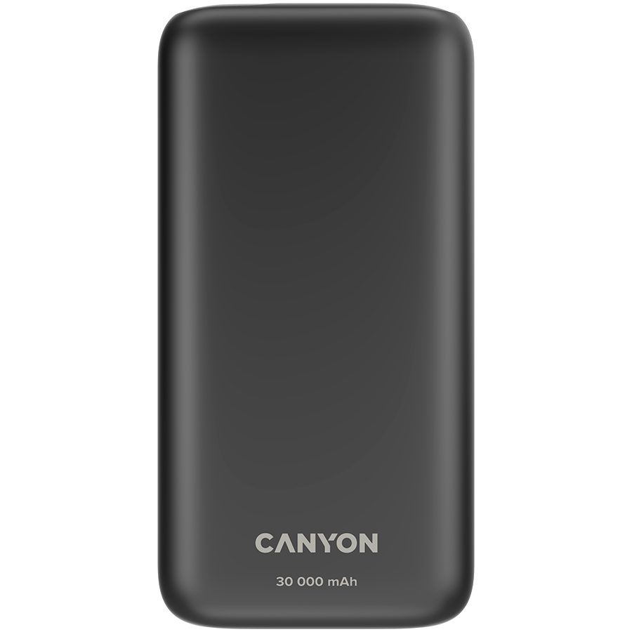 Power bank CANYON 30000mAh Li-poly battery, Input Micro: DC5V/2A, 9V/2A Input Type c PD :DC5V/3A, 9V/2A Output Type C PD:5V/3A,9V/2.2A,12V/1.5AOutput USB A1+USBA 2: 5V3A,5V/4.5A,4.5V/5A,9V2A,12V1.5A,2-0