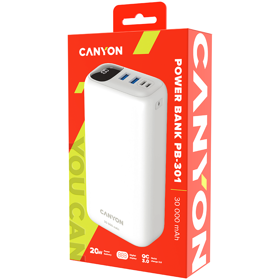 Power bank CANYON PB - 301 (kapacitet 30000 mAh, ulaz DC 5V/2A, 9V/2A, izlaz DC 5/9/12 V)-4