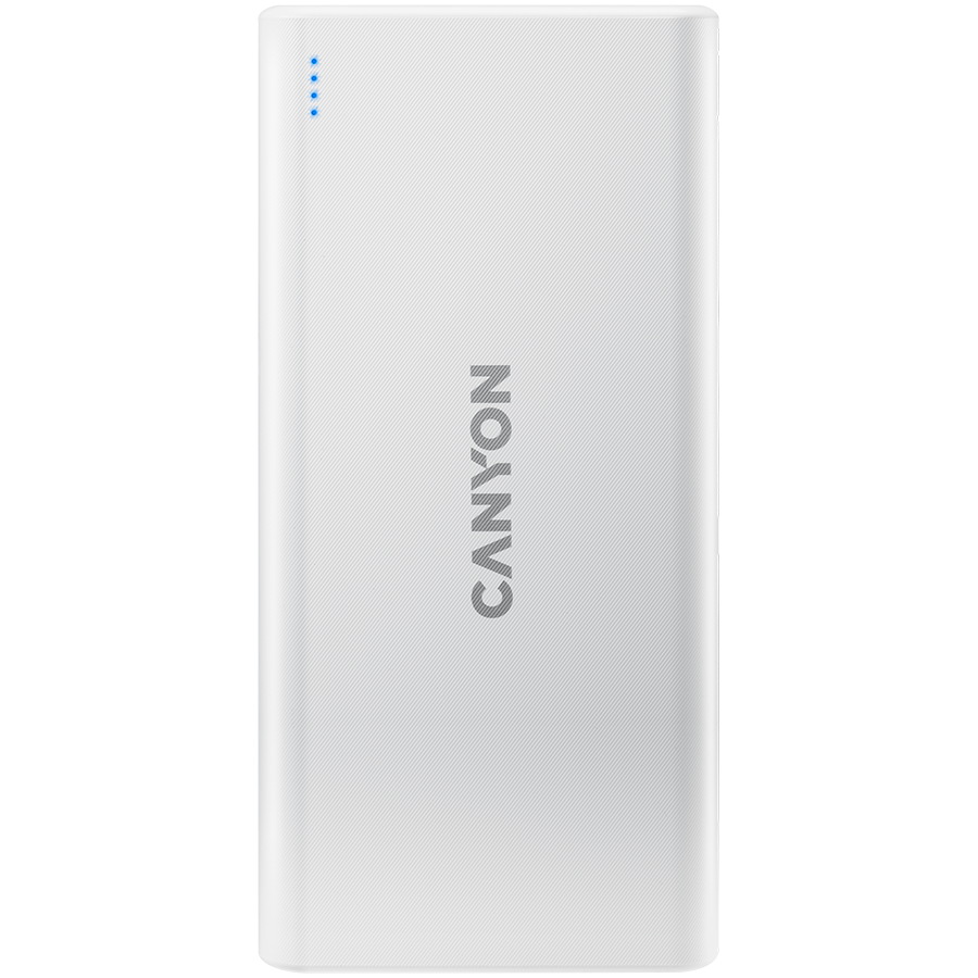 Power bank CANYON PB-106 (kapacitet 10000 mAh, ulaz 5V/2A, izlaz 5V/2.1A, dimenzije 140*68*16mm, težina 0.24kg, bijela)-0