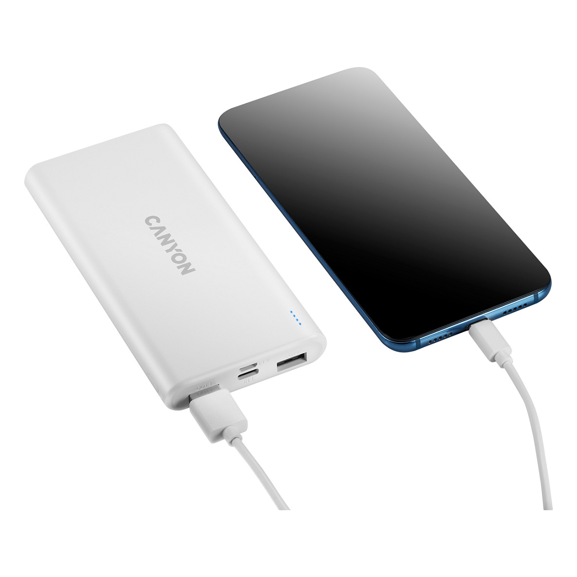 Power bank CANYON PB-106 (kapacitet 10000 mAh, ulaz 5V/2A, izlaz 5V/2.1A, dimenzije 140*68*16mm, težina 0.24kg, bijela)-6