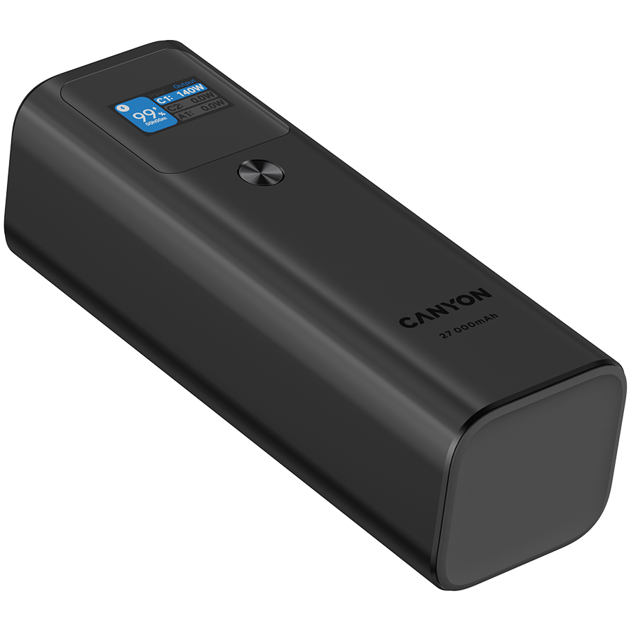 Power bank CANYON PB-2010 (27000mAh, 2xUSB-C PD3.1 140W, USB-A QC 3.0 22.5W, TFT display, Tamno siva)-4