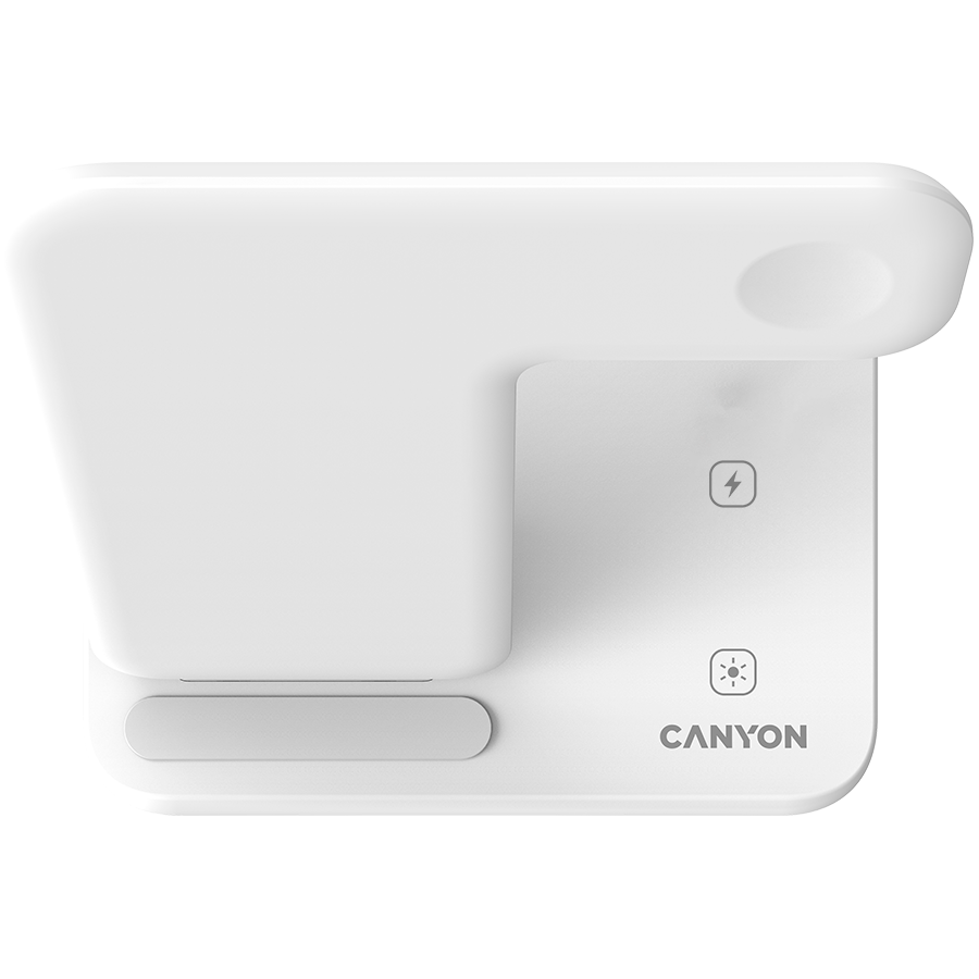 CANYON WS-303 3in1 Wireless charger, with touch button for Running water light, Input 9V/2A, 12V/2A, Output 15W/10W/7.5W/5W, Type c to USB-A cable length 1.2m, 137*103*140mm, 0.22Kg bijela-3