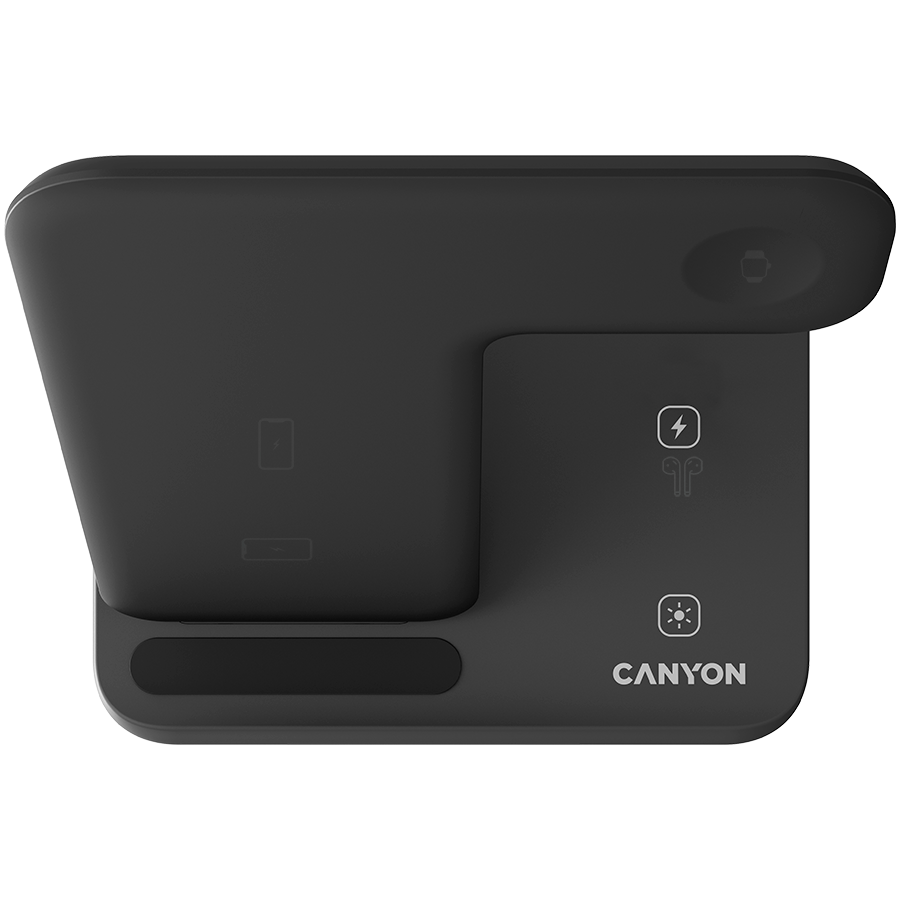 CANYON WS-303 3in1 Wireless charger, with touch button for Running water light, Input 9V/2A, 12V/2A, Output 15W/10W/7.5W/5W, Type c to USB-A cable length 1.2m, 137*103*140mm, 0.195Kg crna-3