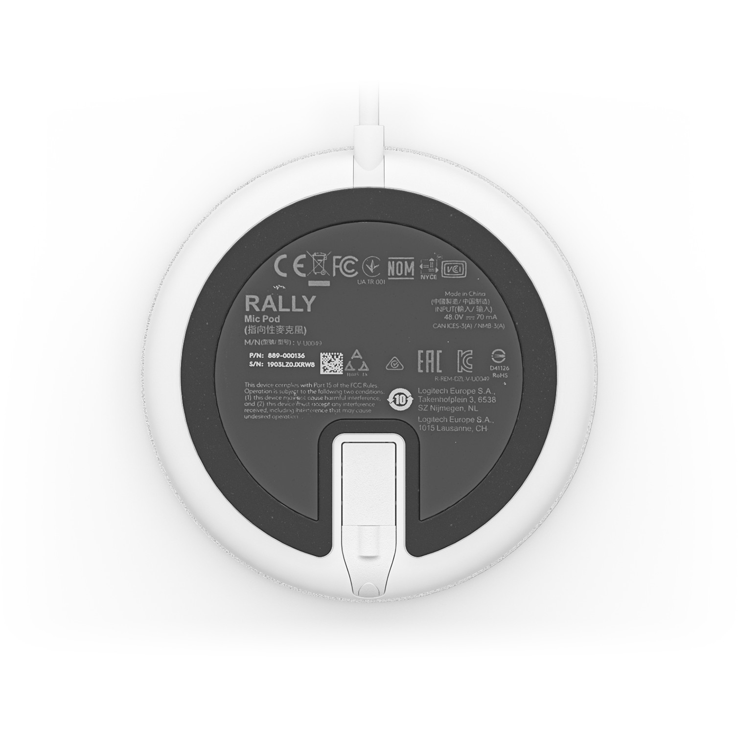 Mikrofon LOGITECH Mic Pod za Rally U-HD, bijela boja-4