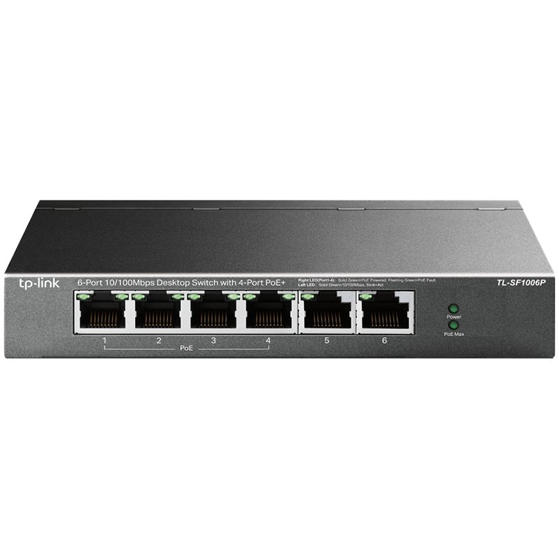 Switch TP-Link TL-SF1006P / Neupravljano Fast Ethernet (10/100) / Podrška za napajanje putem Etherneta (PoE) crni