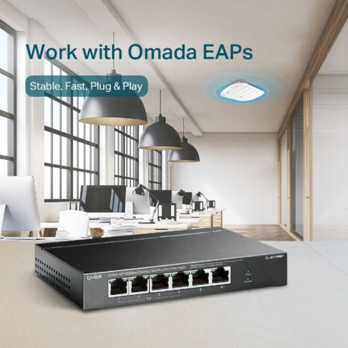 Switch TP-Link TL-SF1006P / Neupravljano Fast Ethernet (10/100) / Podrška za napajanje putem Etherneta (PoE) crni-3