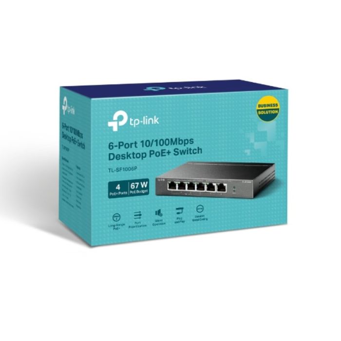 Switch TP-Link TL-SF1006P / Neupravljano Fast Ethernet (10/100) / Podrška za napajanje putem Etherneta (PoE) crni-6