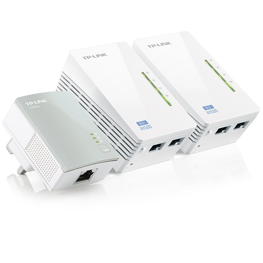 AV500 2-port Powerline WiFi Extender 3-pack KIT, including 2 TL-WPA4220 and 1 TL-PA4010, 500Mbps Powerline datarate, 300Mbps wireleses N,Plug and Play, 2 fast ethernet ports, WiFi Clone, Support Mul