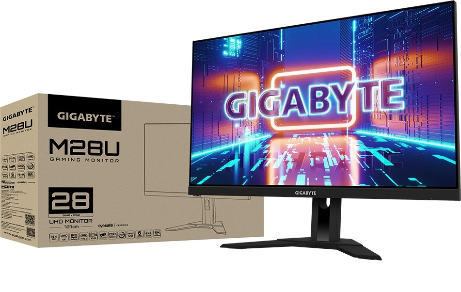 GIGABYTE GAMING KVM Monitor 28", IPS, UHD 3840x2160@144Hz, AMD FreeSync Premium Pro, 1ms (GTG), 2xHDMI 2.0, 1xDP 1.2, 3xUSB 3.0, 1xUSB-C, Audio, Height Adjustment-8