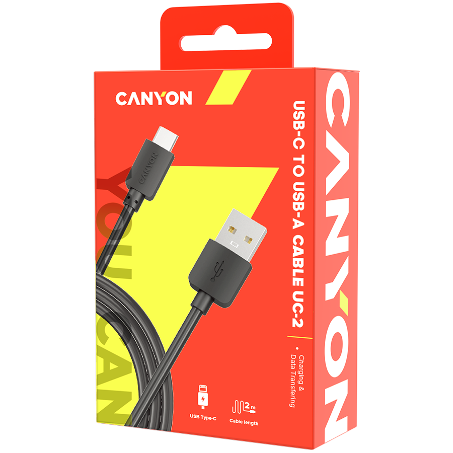 USB Type C kabel CANYON (USB 2.0, 5V 1A, OD 3.2mm, PVC Jacket, 1.8m) crni-2
