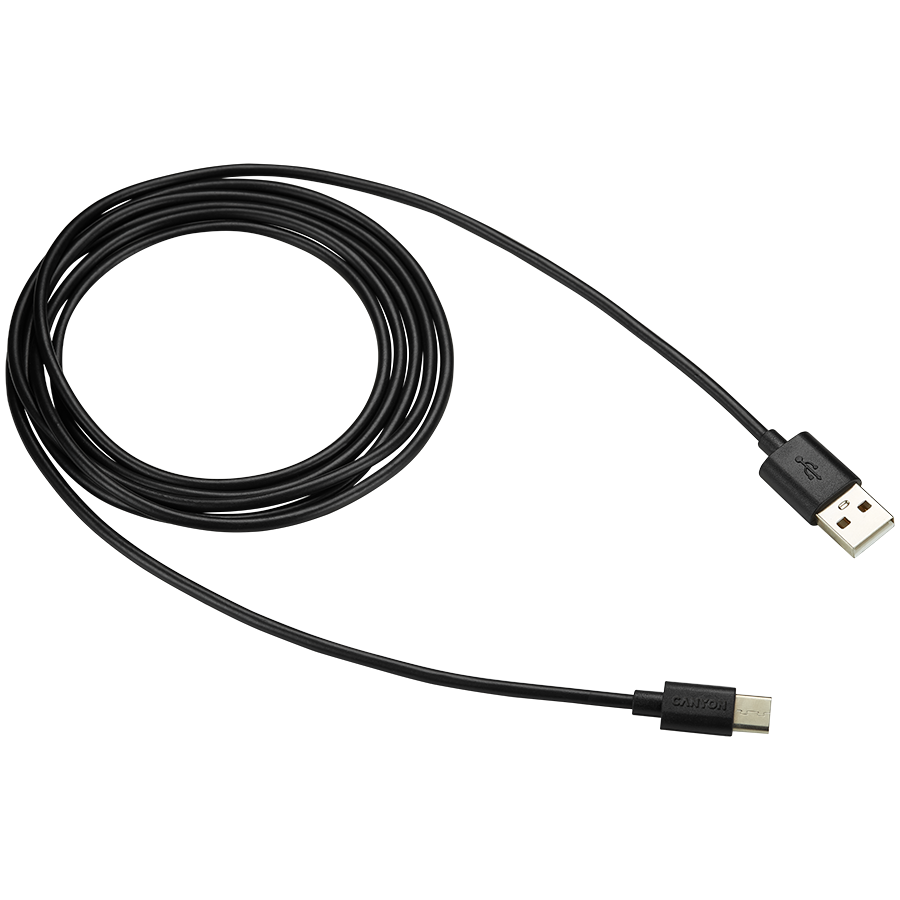 USB Type C kabel CANYON (USB 2.0, 5V 1A, OD 3.2mm, PVC Jacket, 1.8m) crni-1