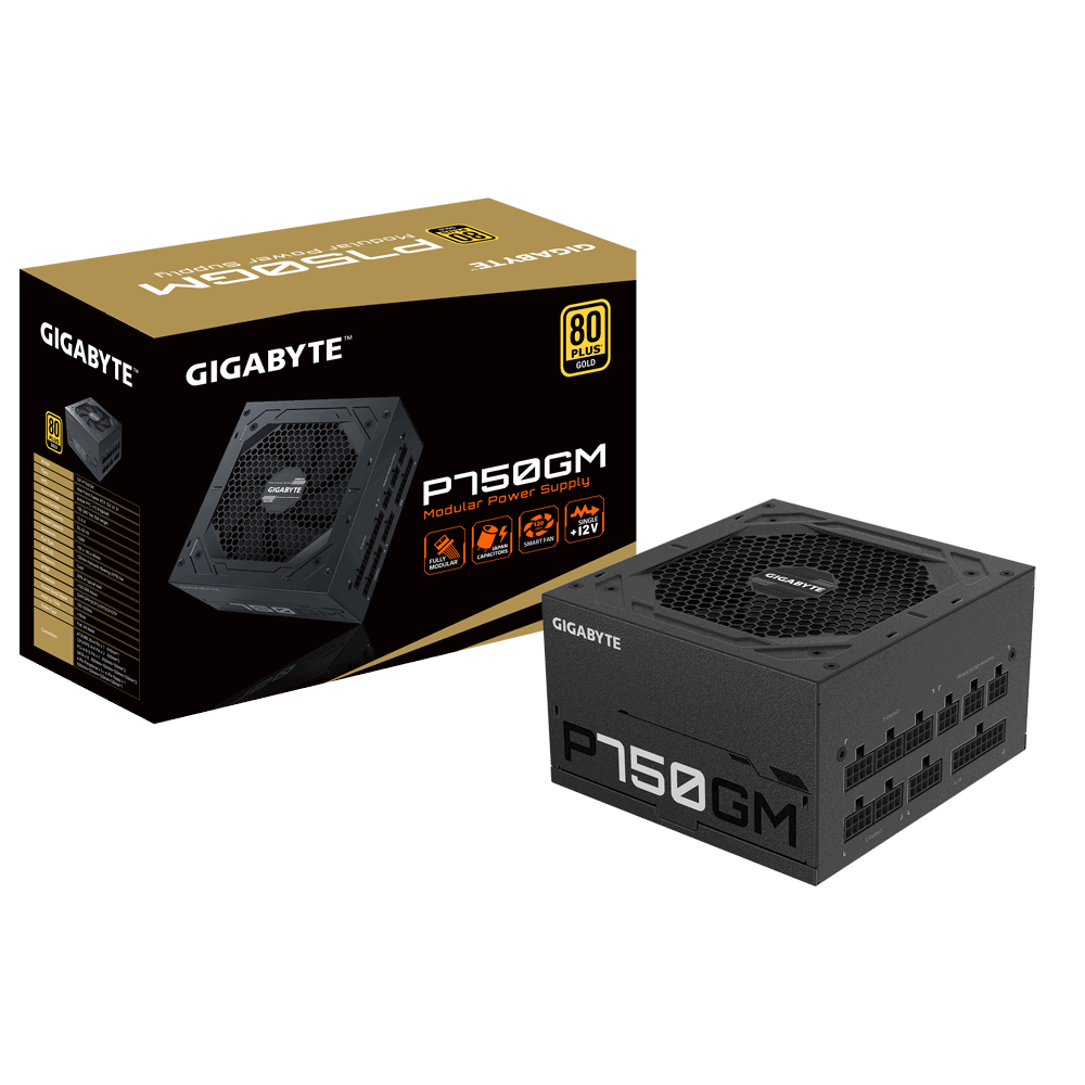 GIGABYTE P750GM Power Supply 750W, Modular, 80 PLUS Gold, Japanese capacitors, 120mm smart control fan, EU plug-2