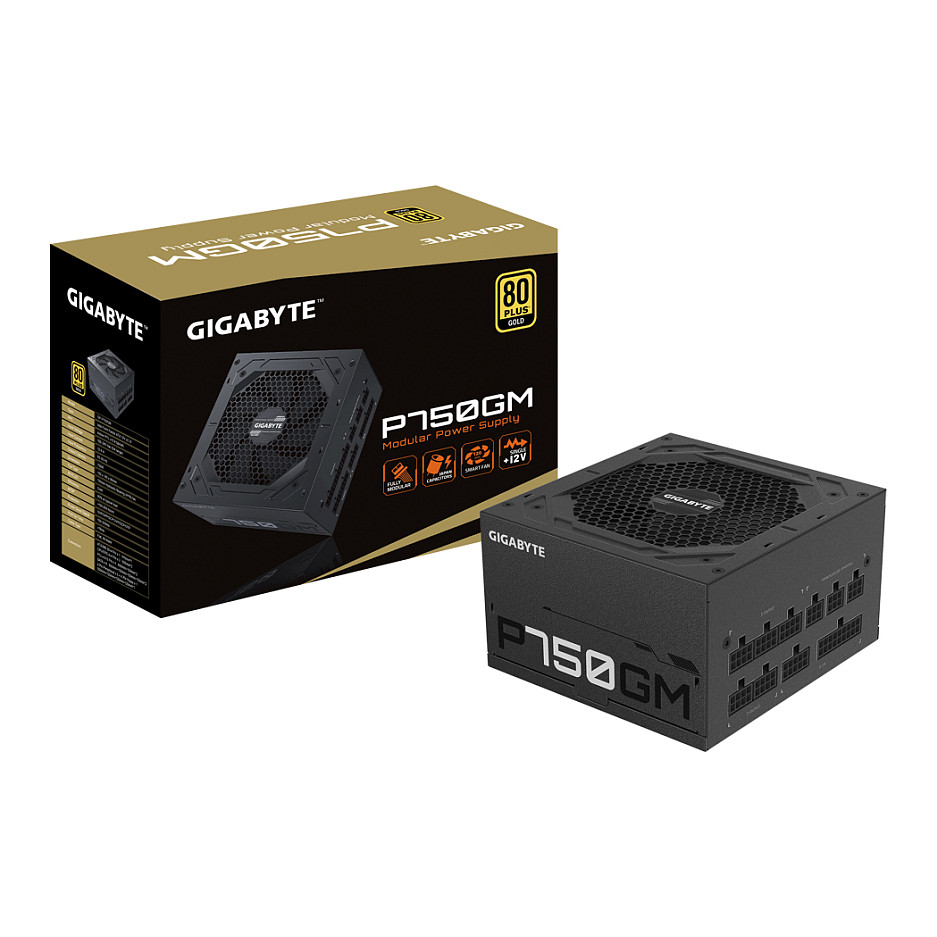 GIGABYTE P750GM Power Supply 750W, Modular, 80 PLUS Gold, Japanese capacitors, 120mm smart control fan, EU plug-17