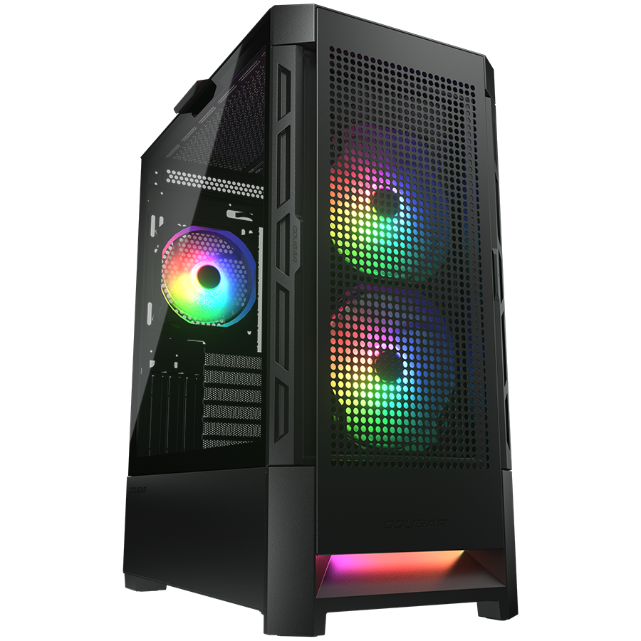 COUGAR | Case Airface RGB Black | PC Case | Mid Tower / Mesh Front Panel / 2 x 140mm ARGB Fans / 1x 120mm ARGB Fan / TG Left Panel / Black-0