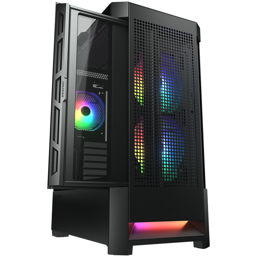COUGAR | Case Airface RGB Black | PC Case | Mid Tower / Mesh Front Panel / 2 x 140mm ARGB Fans / 1x 120mm ARGB Fan / TG Left Panel / Black-1