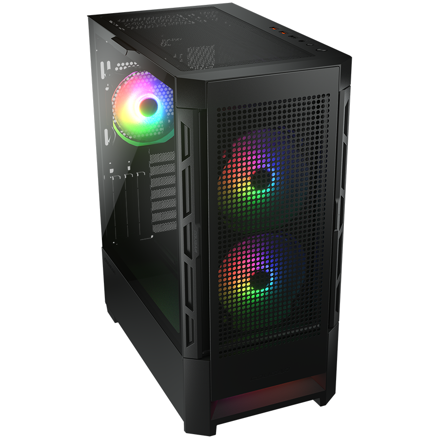COUGAR | Case Airface RGB Black | PC Case | Mid Tower / Mesh Front Panel / 2 x 140mm ARGB Fans / 1x 120mm ARGB Fan / TG Left Panel / Black-2