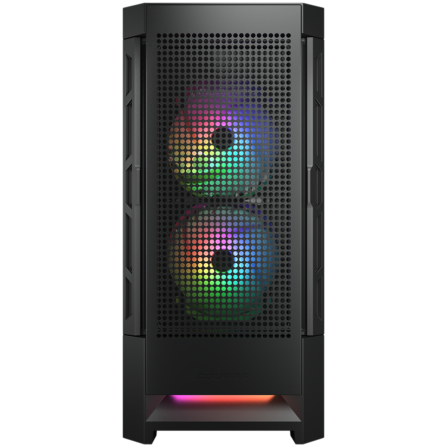 COUGAR | Case Airface RGB Black | PC Case | Mid Tower / Mesh Front Panel / 2 x 140mm ARGB Fans / 1x 120mm ARGB Fan / TG Left Panel / Black-3