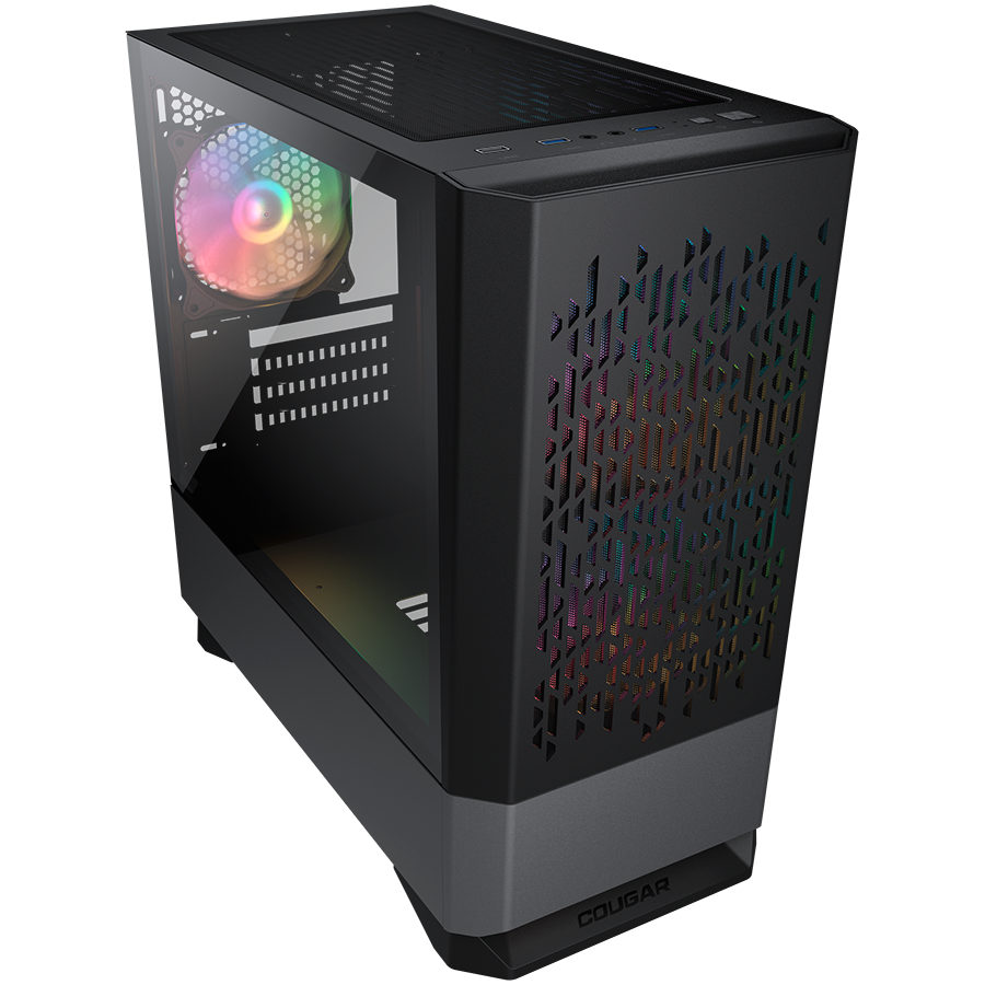 COUGAR | MG140 Air RGB Black | PC Case | Mini Tower / Air Vents Front Panel / 3 x ARGB Fans / 4mm TG Left Panel-1