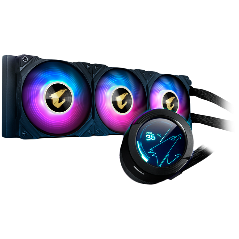 CPU GIGABYTE AORUS WATERFORCE COOLER X360 (socket 1366, socket 1156, socket 1155, socket 2011, socket 1150, socket 1151, socket AM4, socket 2066, socket TR4, socket sTRX4, socket 1200, socket 1700, 3x120mm ARGB, LCD display, aluminium radiator RGB LED)-0