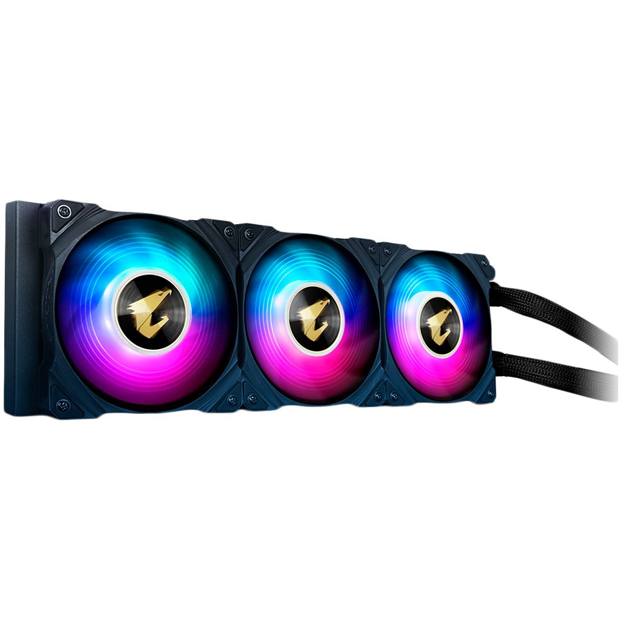 CPU Cooler GIGABYTE AORUS WATERFORCE COOLER 360 (air flow 56.47 CFM, bearing sleeve bearing, cooling system features aluminium radiator RGB LED, external color black, heatsink depth 27 mm, heatsink height 119 mm, heatsink width 394 mm, life expectation 73500 hr, rated speed max 2150 RPM, rated speed min 950 RPM, typical operating noise level 31 dB, warranty term 36 month(s))-1