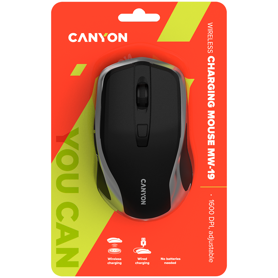Bežični miš CANYON (2.4GHz, punjivi, Pixart senzor, 6 tipki, DPI 800/1200/1600, crno-srebrna boja)-4
