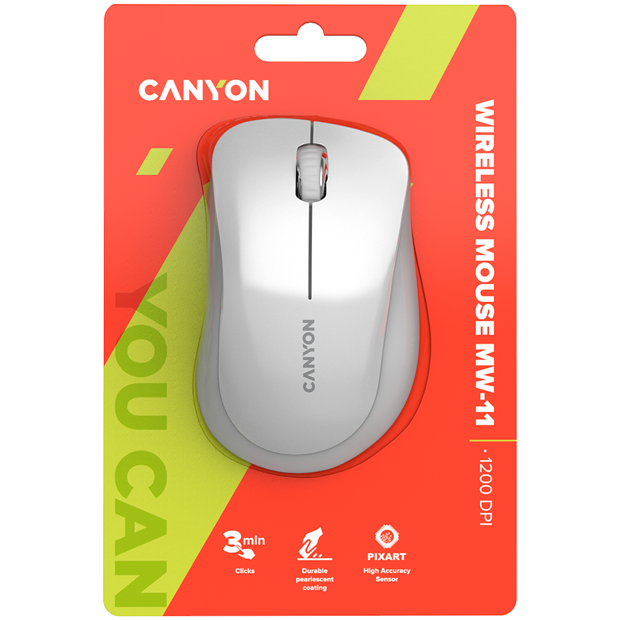 Miš CANYON MW-11 (bežični, 2.4 GHz, 1200 dpi, 3 gumba, boja pearl white/grey)-3