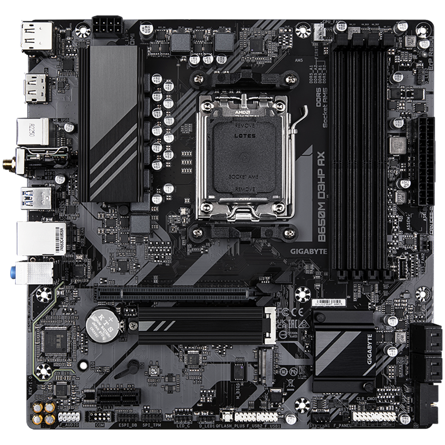 Matična ploča GIGABYTE B650M D3HP (Socket AM5, 4xDDR5, 1xHDMI, 2xDP, 2.5GbE LAN, Wi-Fi 6E 802.11ax, mATX)-1