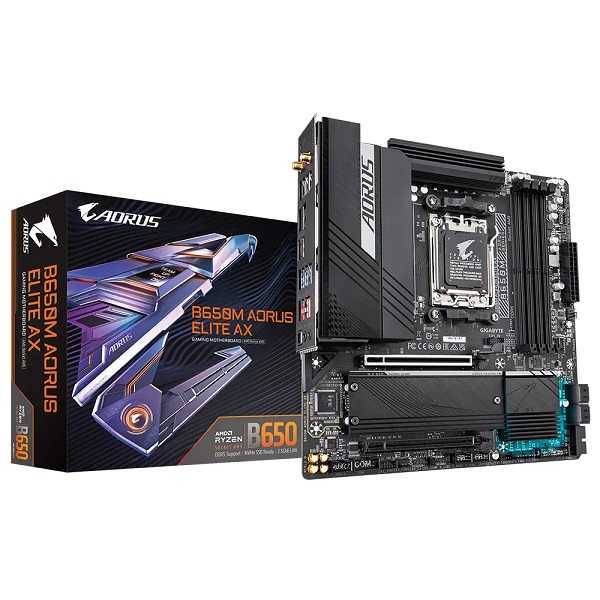 GIGABYTE Mainboard Desktop B650M AORUS ELITE AX (AM5, 4xDDR5 128GB, 1x PCI-E 4.0 x16x16, 2x PCI-E 3.0 x16x1, 4xSATA, 1xM.2 PCIe 5.0, 2xM.2 PCIe 4.0, 2xUSB 3.2 Gen2, 5xUSB 3.2 Gen1, 4xUSB2.0, 1xUSB 3.2-1