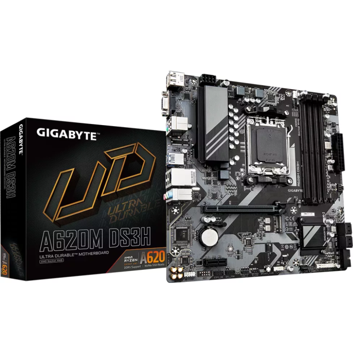 GIGABYTE Mainboard Desktop A620M DS3H (Socket AM5, AMD A620, DDR5 SDRAM, HDMI/DP, Gigabit Ethernet)-2