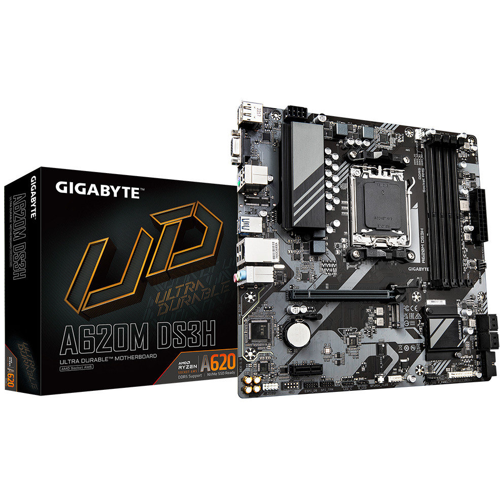 GIGABYTE Mainboard Desktop A620M DS3H (Socket AM5, AMD A620, DDR5 SDRAM, HDMI/DP, Gigabit Ethernet)-7