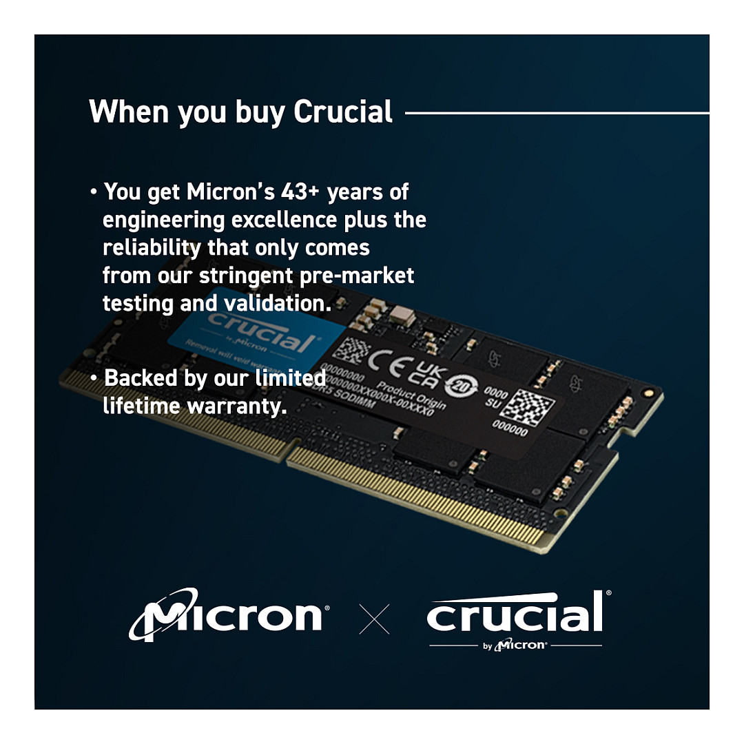 Crucial 32GB DDR5-5600 SODIMM CL46 (16Gbit), EAN: 649528929952-9