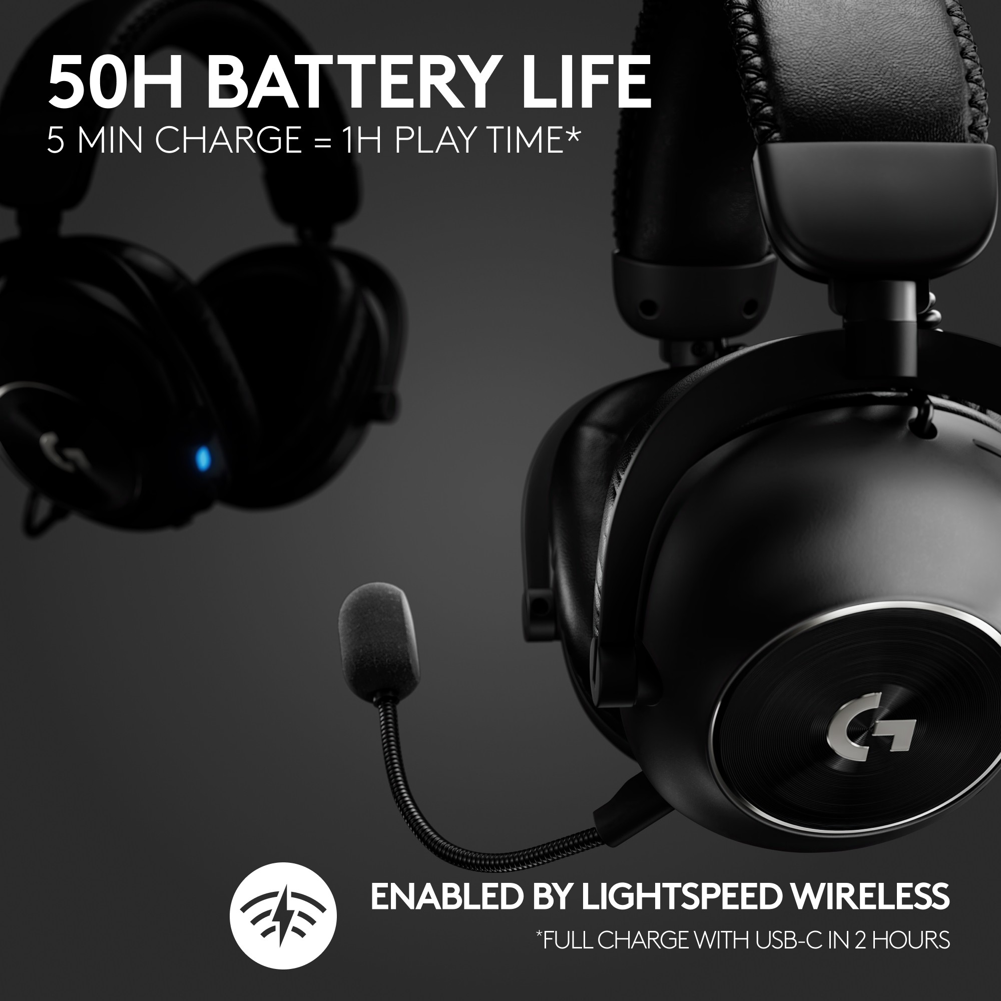 LOGITECH G PRO X2 LIGHTSPEED Wireless Gaming Headset - Blue Mic - crna-20