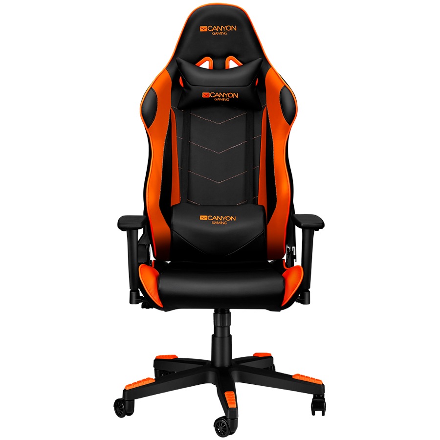 Gaming stolica CANYON Deimos G?-4 (PU koža, metalni okvir, 3D naslon za ruke, 90-165° nagib, 60mm PU kotači, crna+narančasta)-0