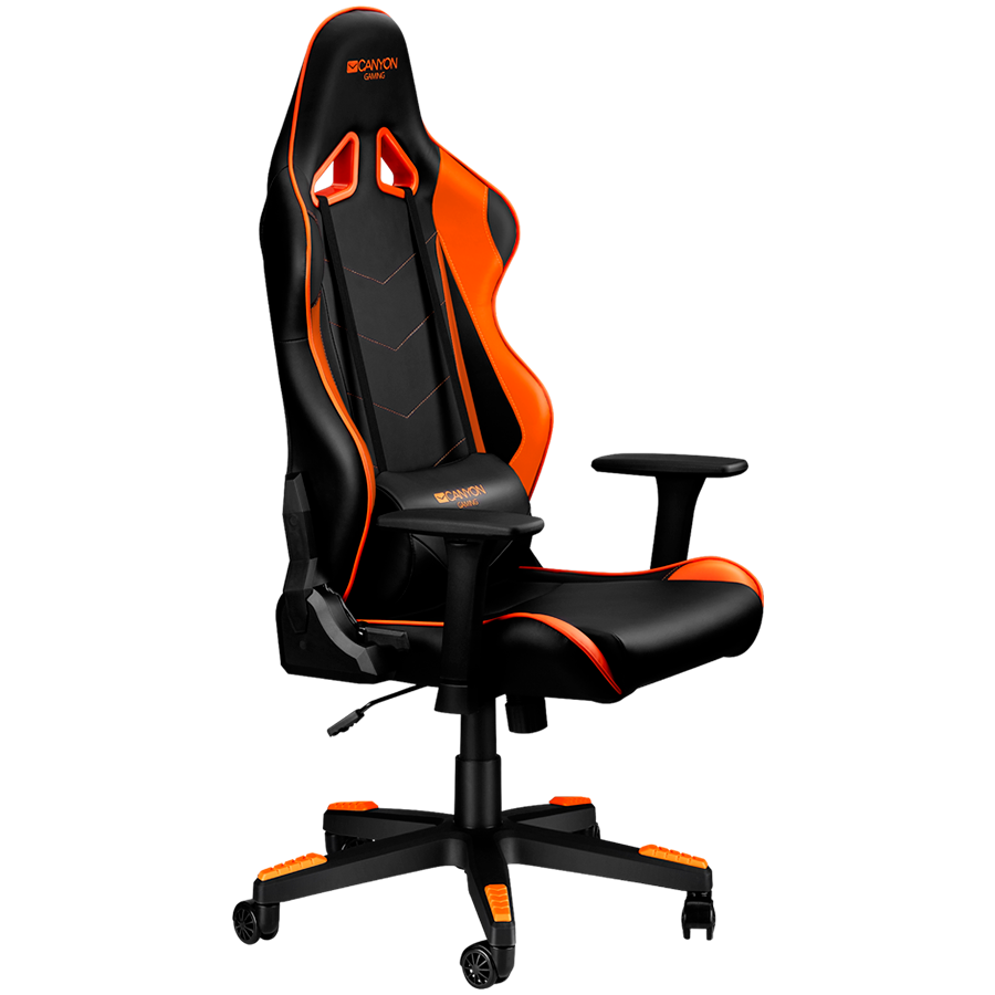 Gaming stolica CANYON Deimos G?-4 (PU koža, metalni okvir, 3D naslon za ruke, 90-165° nagib, 60mm PU kotači, crna+narančasta)-1