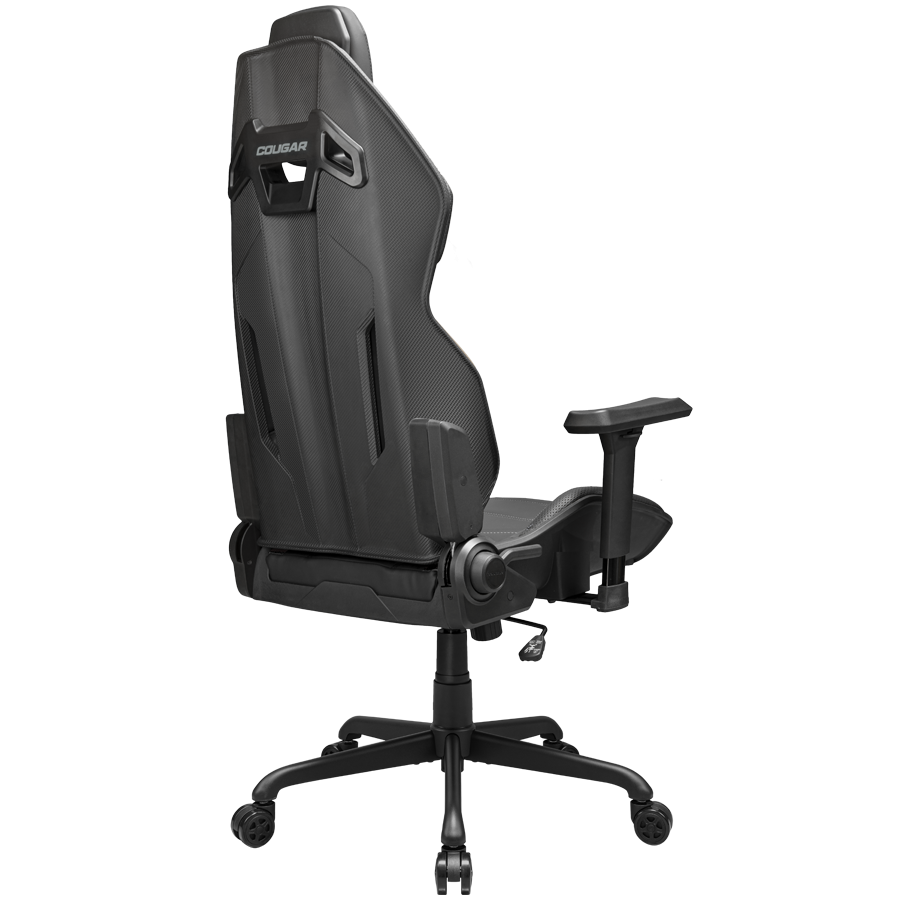 Gaming Chair COUGAR HOTROD BLACK (3D adjustable armrests, backrest height 900 mm, backrest width 450 mm, angled backrest, casing material leatherette, chair depth 590 mm, chair height 1390 mm, chair width 705 mm, maximum suitable weight 136 kg, wheels quantity 5)-6