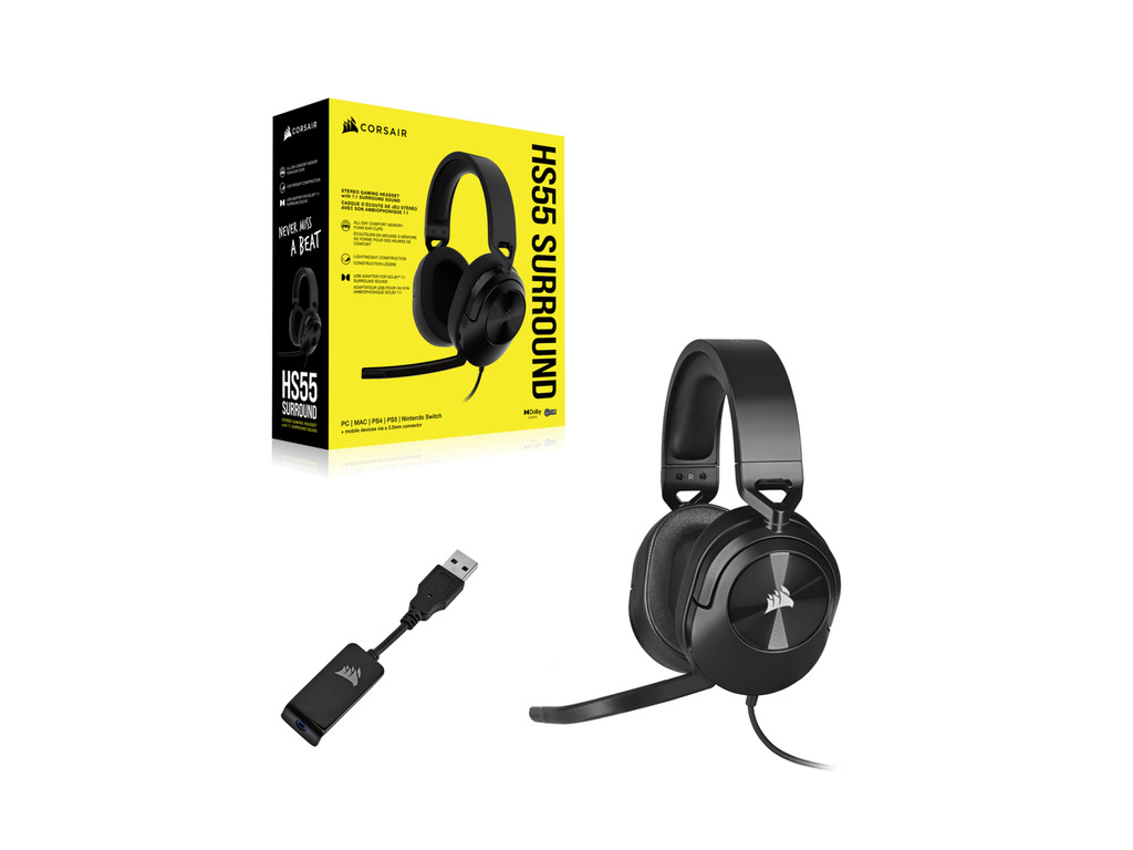 Slušalice CORSAIR HS55 Surround Carbon (7.1 Channel Surround, žične, over-ear, 50mm driveri, mikrofon)-4