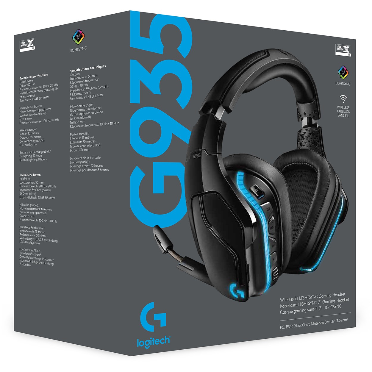 LOGITECH G935 Wireless 7.1 Surround Sound LIGHTSYNC Gaming Headset - 2.4GHZ - EMEA-18