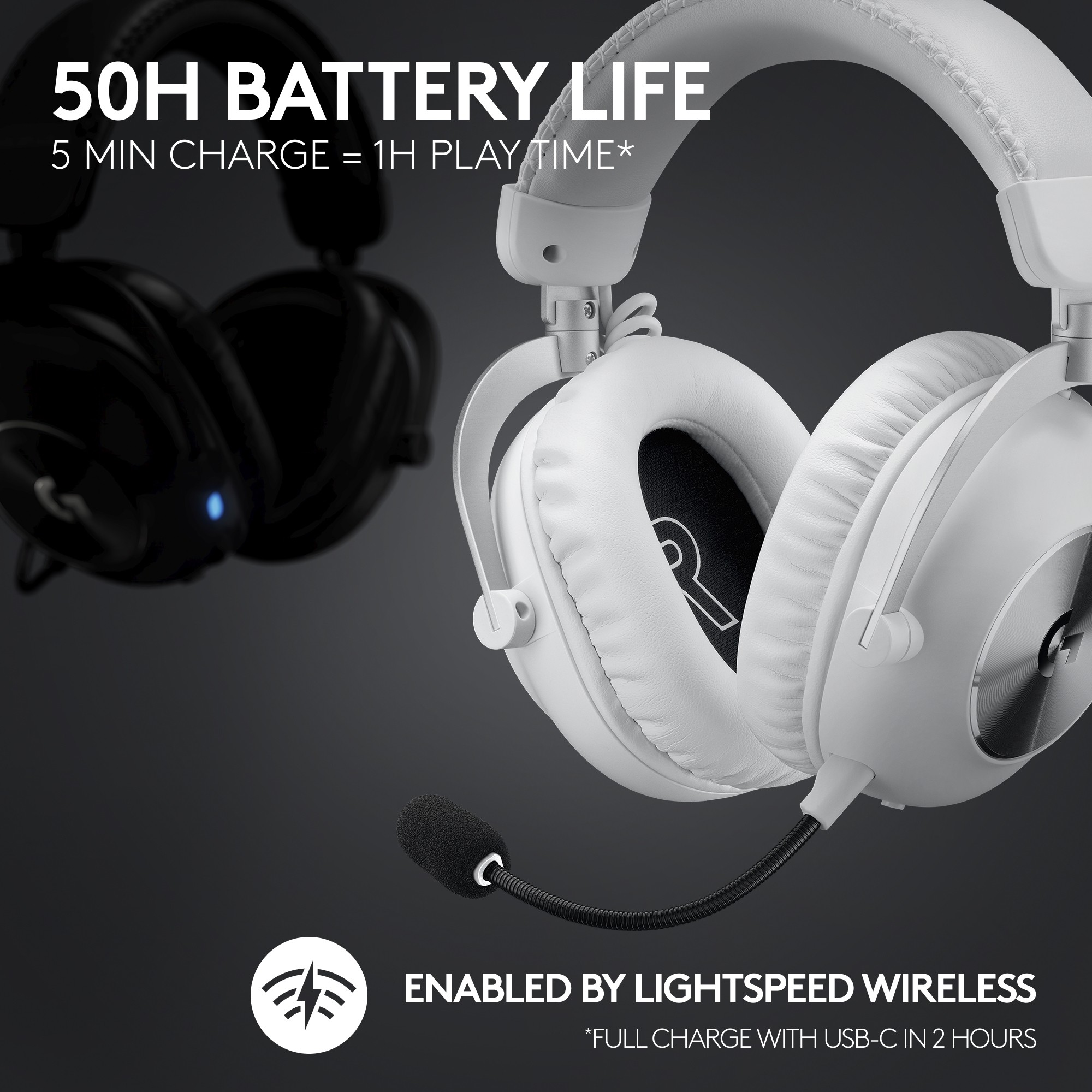 LOGITECH G PRO X2 LIGHTSPEED Wireless Gaming Headset - Blue Mic - WHITE-15