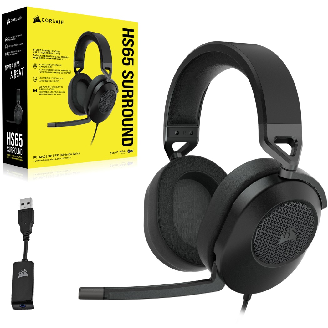 Slušalice CORSAIR HS65 Surround Carbon (žične, over-ear, 7.1 Surround, Noise Cancelling mikrofon)-6