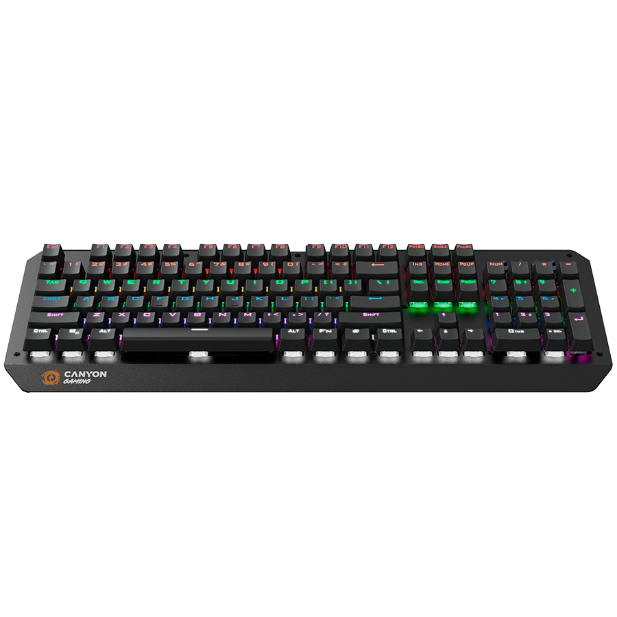 CANYON Wired multimedia gaming keyboard with lighting effect, 108pcs rainbow LED, Numbers 104keys, EN double injection layout, cable length 1.8M-1