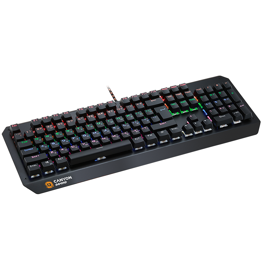CANYON Wired multimedia gaming keyboard with lighting effect, 108pcs rainbow LED, Numbers 104keys, EN double injection layout, cable length 1.8M-4